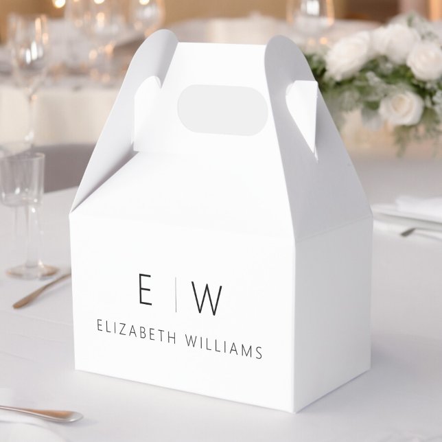 Black White Modern Minimalist Monogram Name Favour Box (Creator Uploaded)