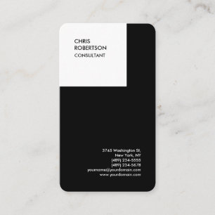 Black White Modern Minimalist Plain Business Card