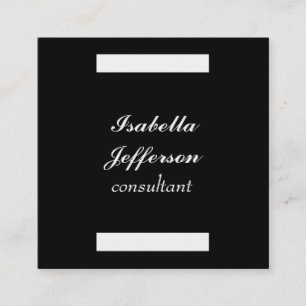 Black White Modern Minimalist Professional Elegant Square Business Card