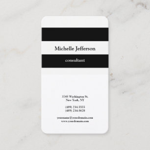 Black White Modern Minimalist Professional Stylish Business Card