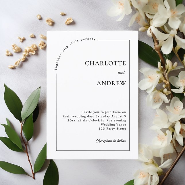 Black white modern minimalist wedding invitation (Creator Uploaded)