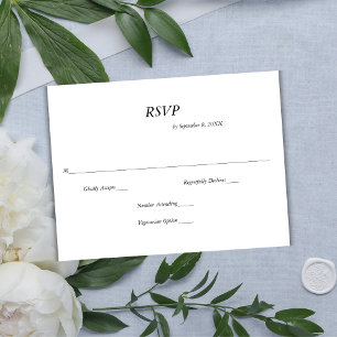 Black White Modern Minimalist Wedding RSVP card