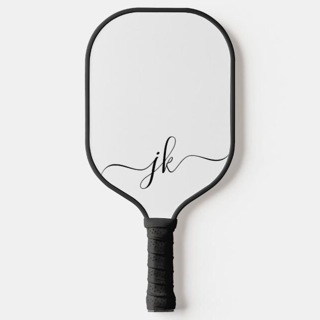 Black White Modern Monogram  Pickleball Paddle (Front)