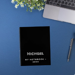 Black white modern notebook