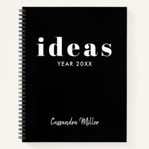 Black & White Modern Personalised Sketchbook Notebook