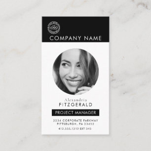 Black White Modern Photo Black White QR Code Business Card