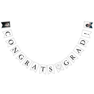 Black White Modern Photo Graduation Bunting Banner