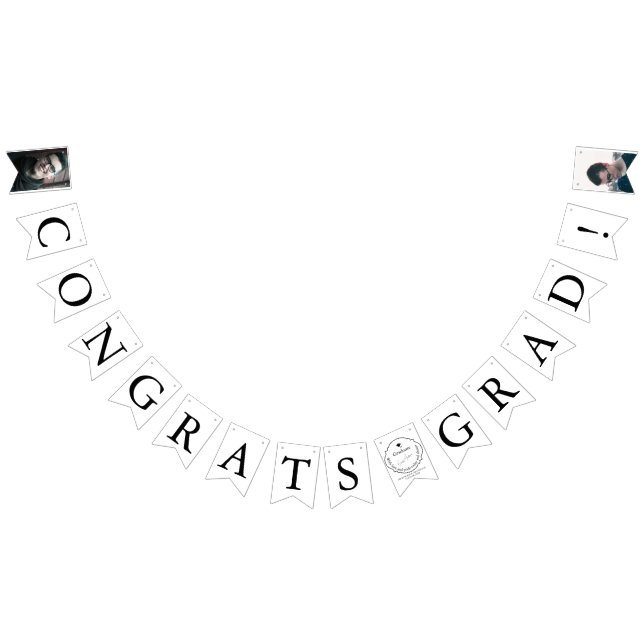 Black White Modern Photo Graduation Bunting Banner (All)