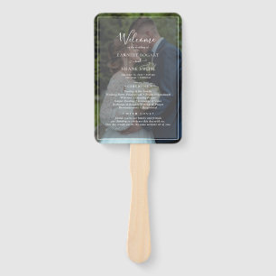 Black & White Modern Photo Overlay Wedding Program Hand Fan