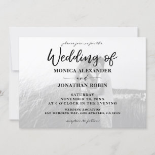 Black & White Modern Photo Wedding - Horizontal 2 Invitation