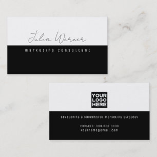 Black White Modern Pro Marketing Consultant Business Card
