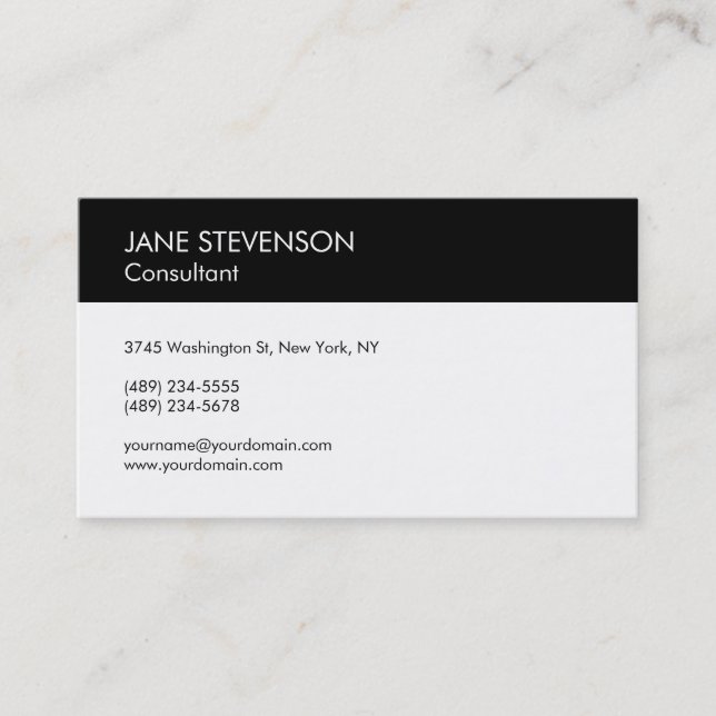 Black & White Modern Professional Business Card (Front)