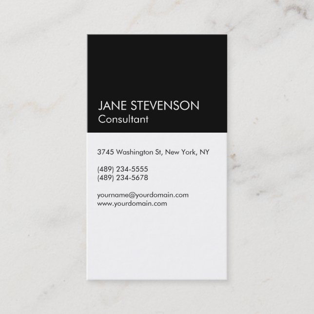 Black & White Modern Professional Business Card (Front)