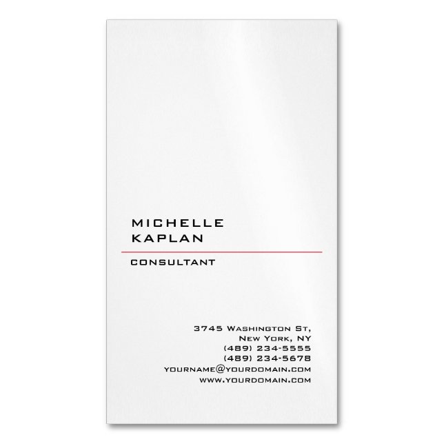 Black & White Modern Professional Exclusive Magnetic Business Card (Front Vertical)