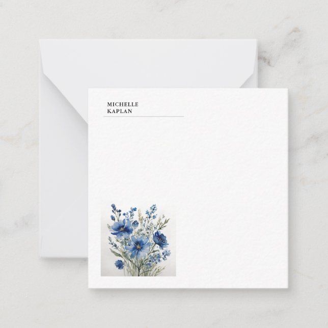 Black White Modern Professional Watercolor Flowers Card (Front)