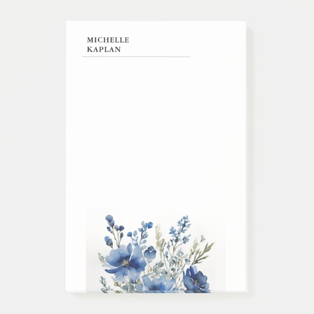 Black White Modern Professional Watercolor Flowers Post-it Notes (Front)