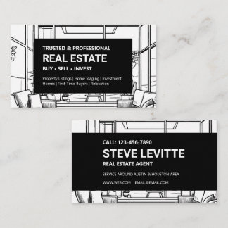 Black & White Modern Real Estate Business Card