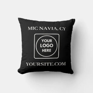 Black White Modern Rectangular Logo Throw Pillow