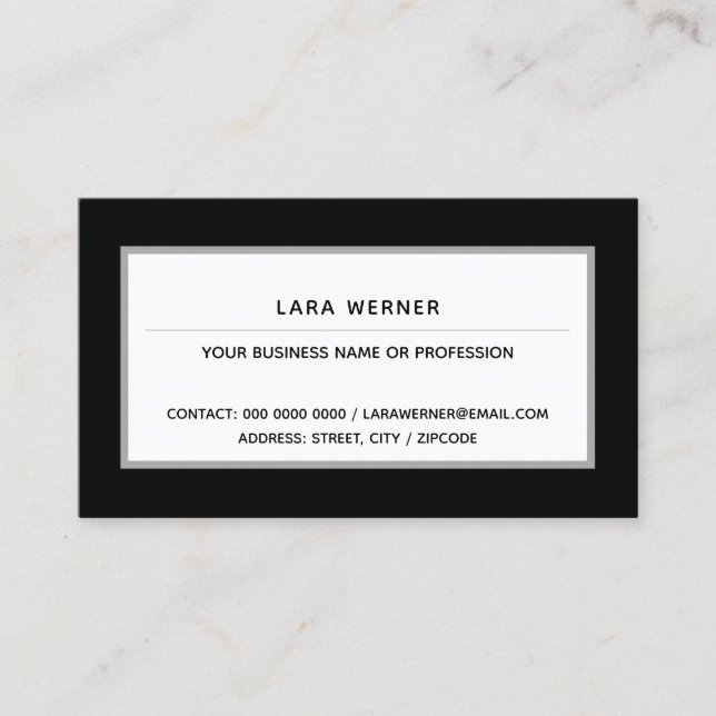 black white modern rectangular professional business card (Front)