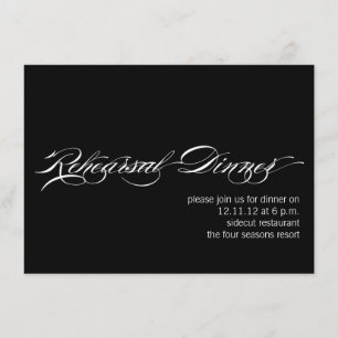 Black White Modern Rehearsal Dinner Invitation