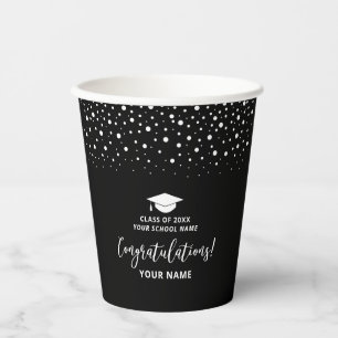 Black & White Modern School Graduation Party Paper Cups