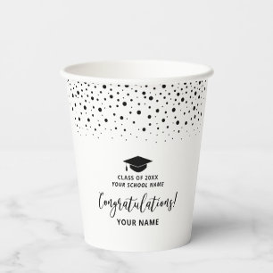 Black & White Modern School Graduation Party Paper Cups
