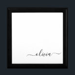 Black White Modern Script Girly Monogram Name Gift Box<br><div class="desc">Black and White Simple script Monogram Name Jewellery Keepsake Box. This makes the perfect graduation,  birthday,  wedding,  bridal shower,  anniversary,  baby shower or bachelorette party gift for someone that loves glam luxury and chic styles.</div>