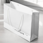 Black White Modern Script Girly Monogram Name Large Gift Bag<br><div class="desc">Black and White Simple Script Monogram Name Gift Bag. This makes the perfect sweet 16 birthday,  wedding,  bridal shower,  anniversary,  baby shower or bachelorette party gift bag for someone that loves glam luxury and chic styles.</div>