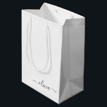Black White Modern Script Girly Monogram Name Medium Gift Bag<br><div class="desc">Black and White Simple Script Monogram Name Gift Bag. This makes the perfect sweet 16 birthday,  wedding,  bridal shower,  anniversary,  baby shower or bachelorette party gift bag for someone that loves glam luxury and chic styles.</div>