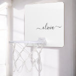 Black White Modern Script Girly Monogram Name Mini Basketball Hoop<br><div class="desc">Black and White Simple Script Monogram Name Mini Basketball Hoop. This makes the perfect sweet 16 birthday,  wedding,  bridal shower,  anniversary,  baby shower or bachelorette party gift for someone that loves glam luxury and chic styles.</div>