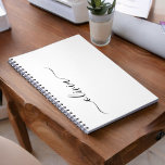 Black White Modern Script Girly Monogram Name Notebook<br><div class="desc">Black and White Simple Script Monogram Name Spiral Notebook Planner. This makes the perfect sweet 16 birthday,  wedding,  bridal shower,  anniversary,  baby shower or bachelorette party gift for someone that loves glam luxury and chic styles.</div>