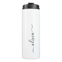 Black White Modern Script Girly Monogram Name