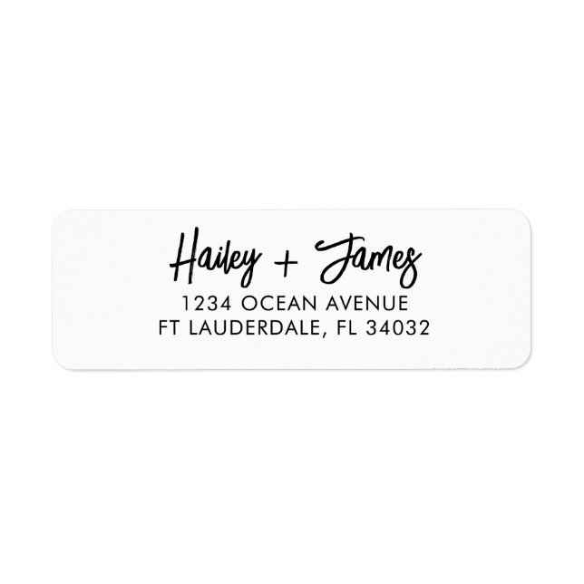 Black & White Modern Script Return Address Labels  (Front)