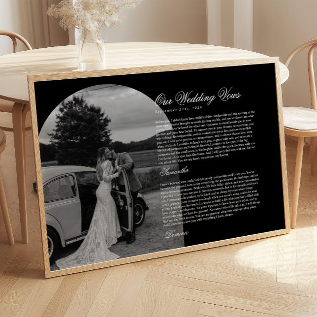 Black & White Modern Script Wedding Vow Arch Photo Poster (Creator Uploaded)