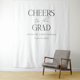 Black White Modern Simple Grad Photo Backdrop Tapestry