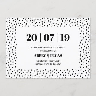 Black & White Modern Spot Wedding Save the Date