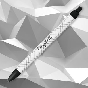 Black White Modern Stylish Pattern Monogrammed Ink Pen