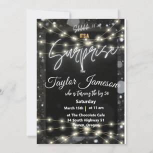 black & white modern surprise Invitation QR rsvp
