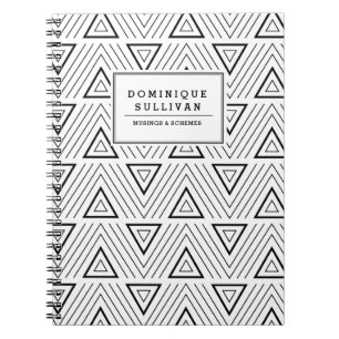 Black & White Modern Triangles Pattern Notebook