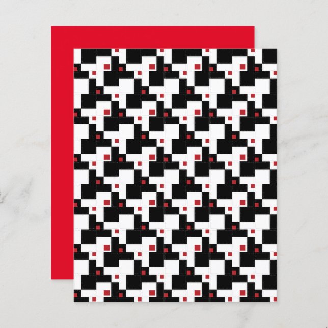 Black White Modern Vintage Quilt Scrapbook Paper (Front/Back)
