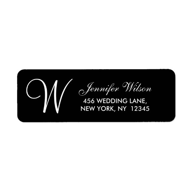 Black White Modern Wedding Address Label (Front)