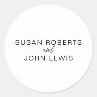 Black & White Modern Wedding  Classic Round Sticke Sticker