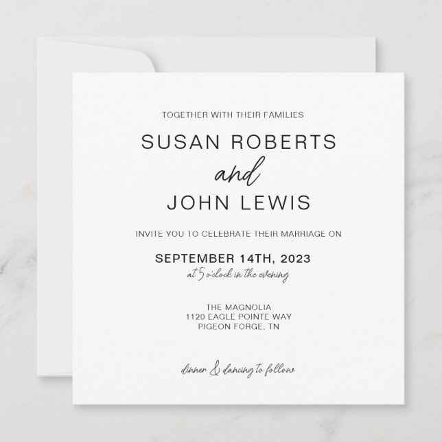 Black & White Modern Wedding Invitation  (Front)