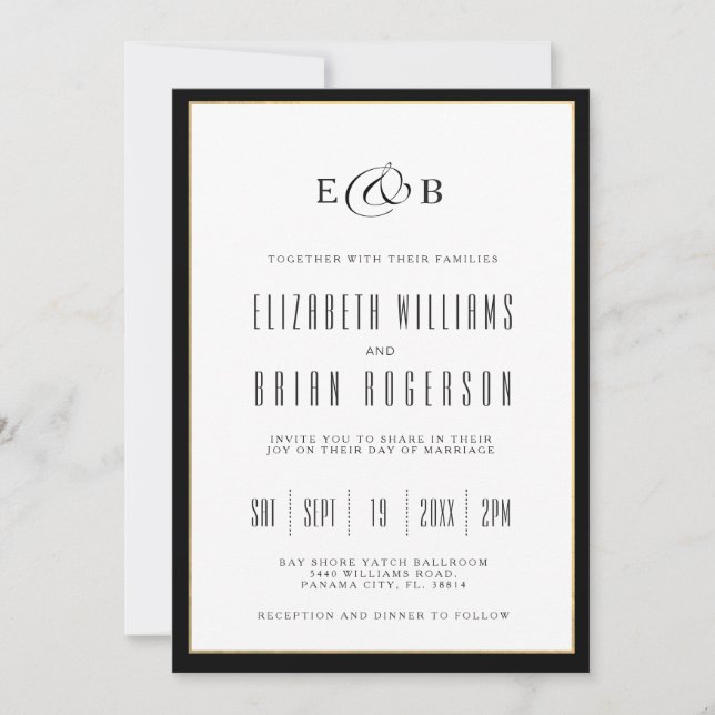 Black | White Modern | Wedding Invitation (Front)