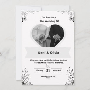 Black & White Modern Wedding Invitation 