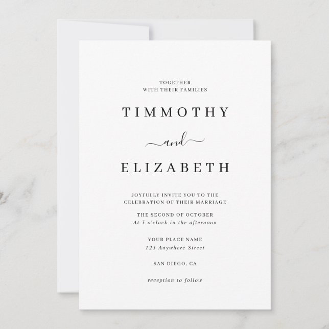 Black White Modern Wedding Invitation (Front)
