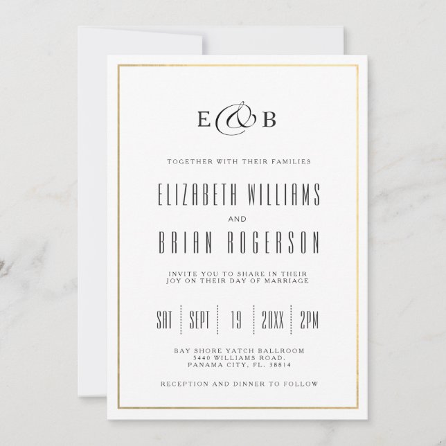 Black | White Modern Wedding Invitation (Front)