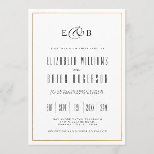 Black White Modern Wedding Invitation