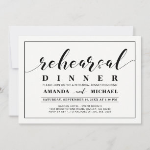 Black & White Modern Wedding Rehearsal Dinner Invitation