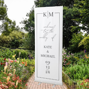 Black & White Modern Welcome To Our Wedding Sign